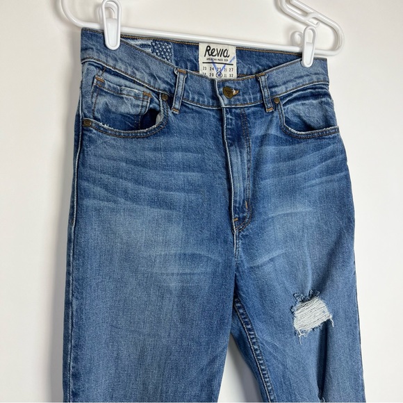 Revice Denim High Waisted Frayed Hem Ankle Cropped Jeans Distressed Size 30 - Picture 3 of 10